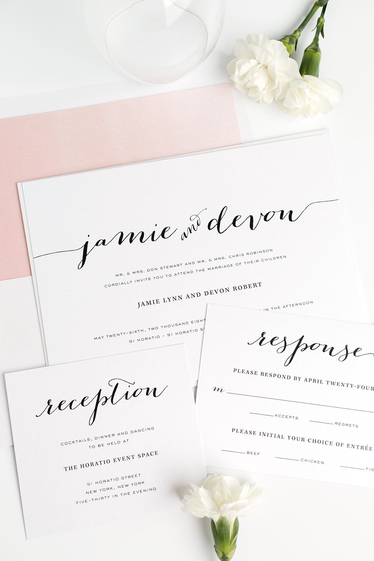 1300x1950 Gorgeous Calligraphy Wedding Invitations In Pink Wedding Invitations - Watercolor Calligraphy Wedding Invitations