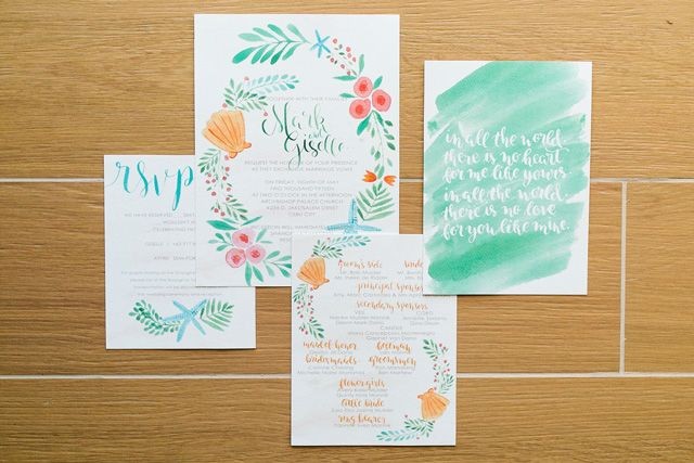 640x427 Handmade Watercolor Wedding Invitations Nice First Of April - Watercolor Calligraphy Wedding Invitations