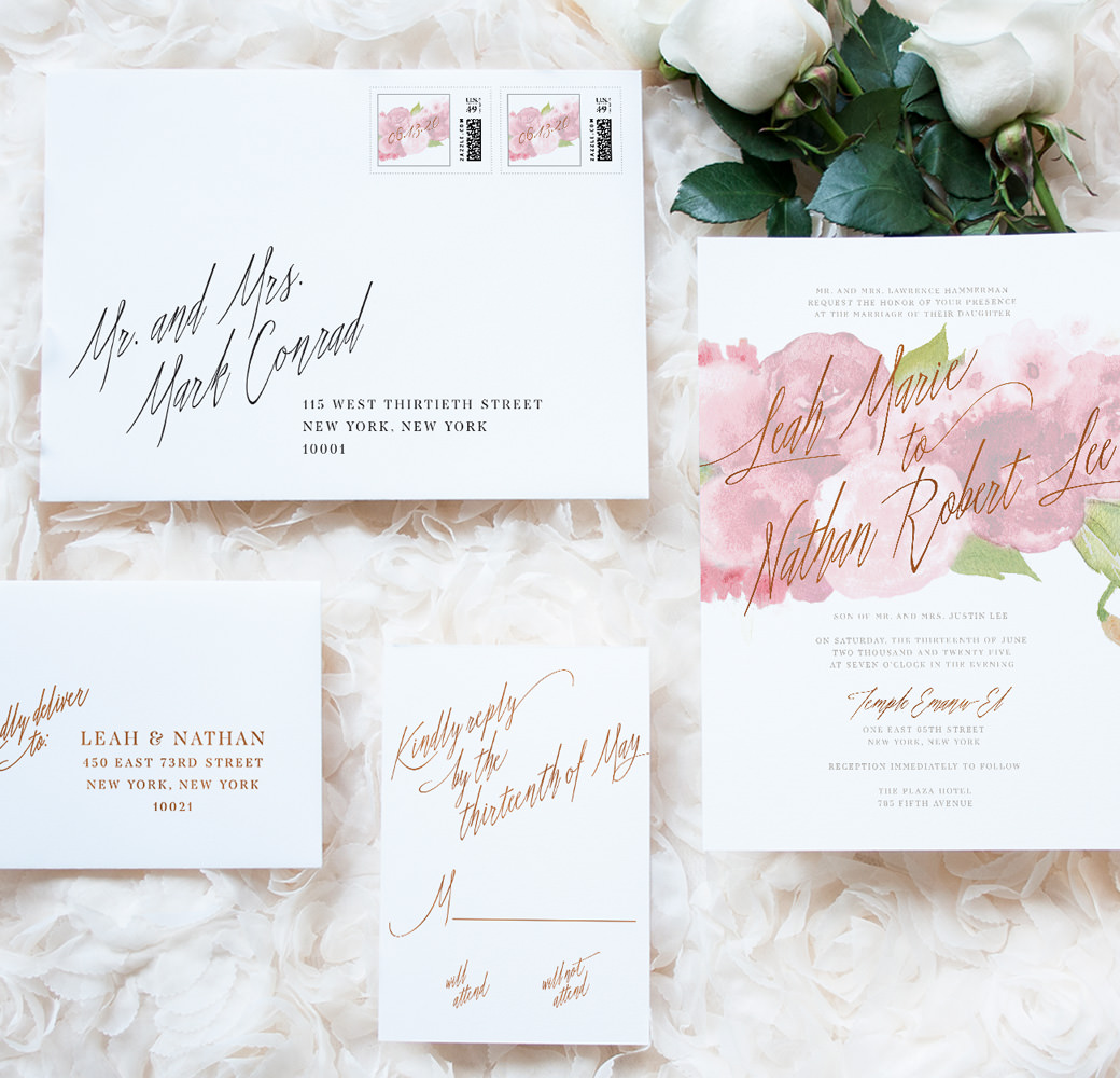 1040x1000 Luxury Wedding Invitations Custom Designed Stationery - Watercolor Calligraphy Wedding Invitations