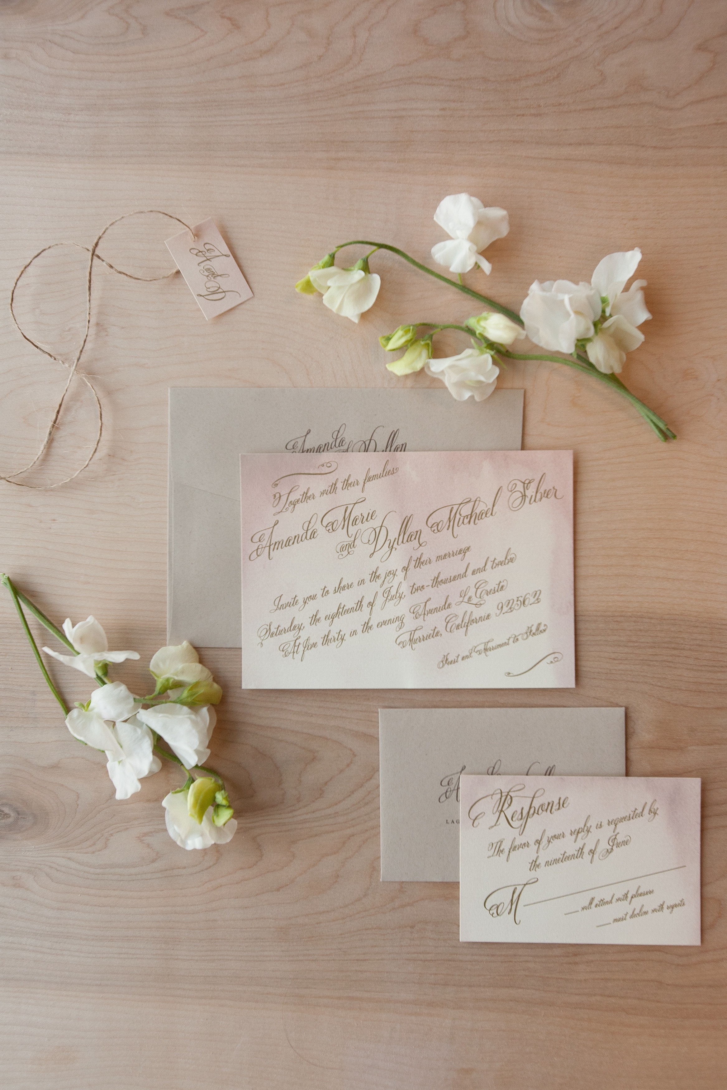 2334x3500 Watercolor Wedding Invitation With Belluccia Calligraphy Font - Watercolor Calligraphy Wedding Invitations