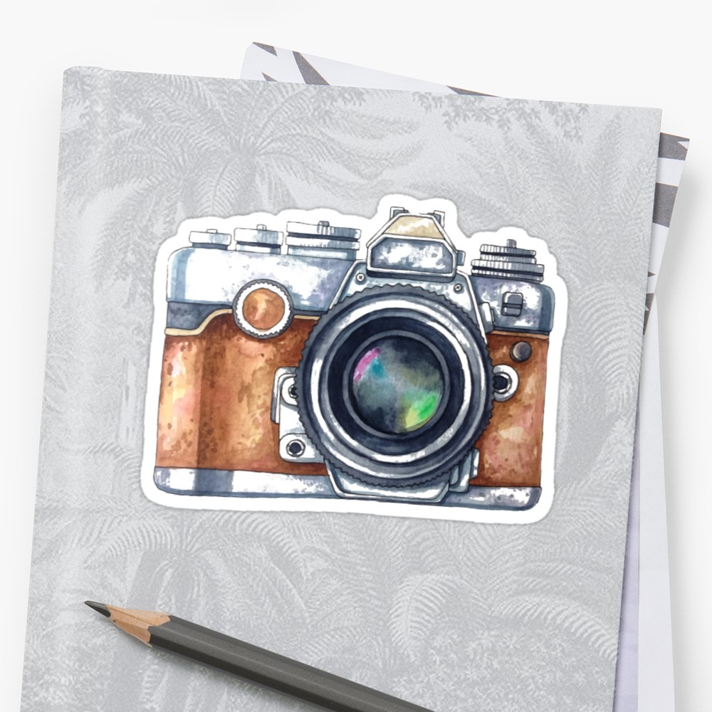 1000x1000 Watercolor Camera Stickers By Kristin Sheaffer Redbubble - Watercolor Camera