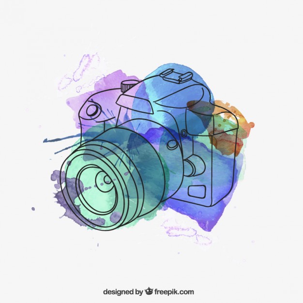 626x626 Watercolor Camera Vector Free Download - Watercolor Camera