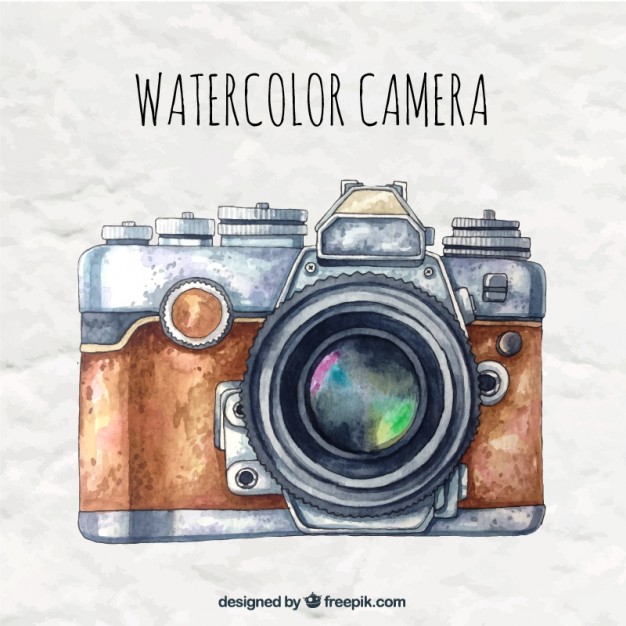 626x626 Watercolor Camera In Retro Style Vector Free Download - Watercolor Camera