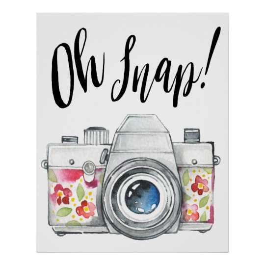 540x540 Oh Snap Watercolor Camera Illustration Poster - Watercolor Camera