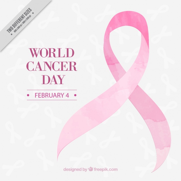 626x626 Pink Watercolor Ribbon World Cancer Day Background Vector Free - Watercolor Cancer Ribbon