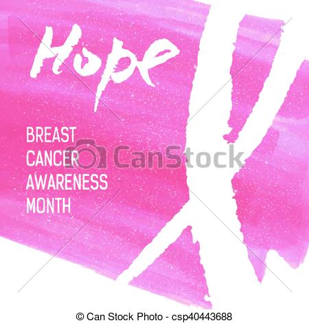 450x470 Vector Watercolor Pink Ribbon - Watercolor Cancer Ribbon