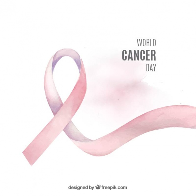 626x626 World Cancer Day Background With Watercolor Pink Ribbon Vector - Watercolor Cancer Ribbon