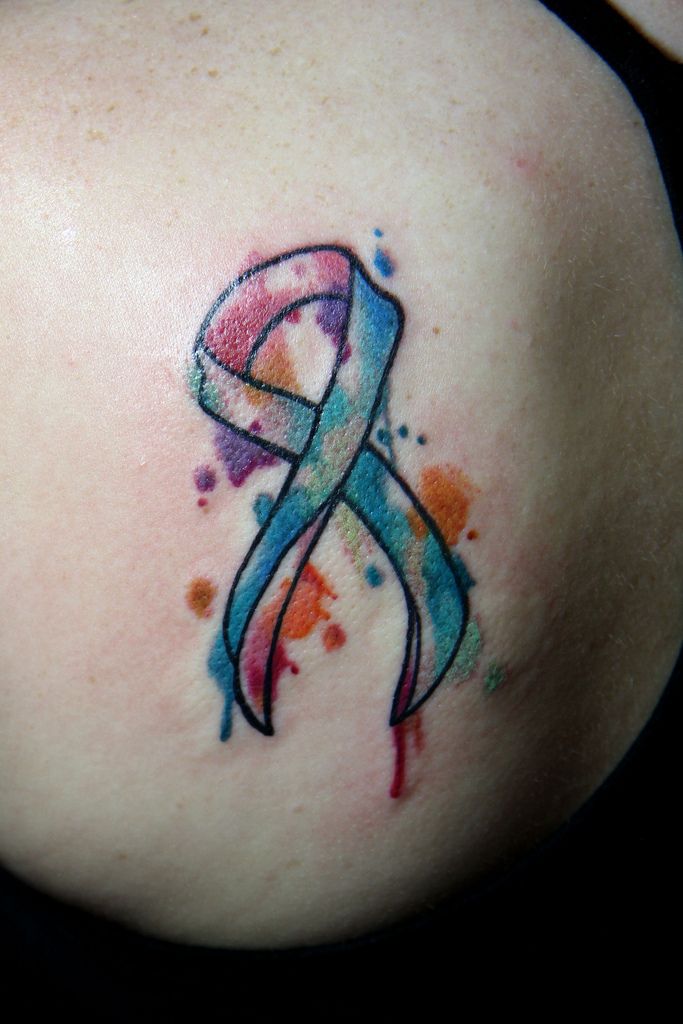 683x1024 Cancer Ribbon Watercolor Tattoo Tatts Watercolour - Watercolor Cancer Ribbon