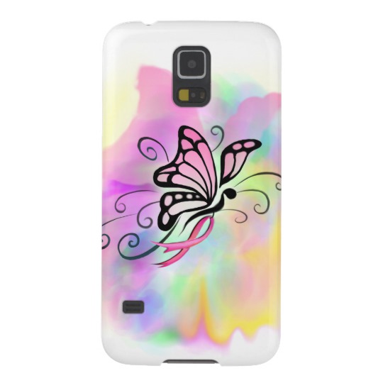 540x540 Pink Breast Cancer Ribbon Butterfly Watercolor Art Galaxy S5 Case - Watercolor Cancer Ribbon