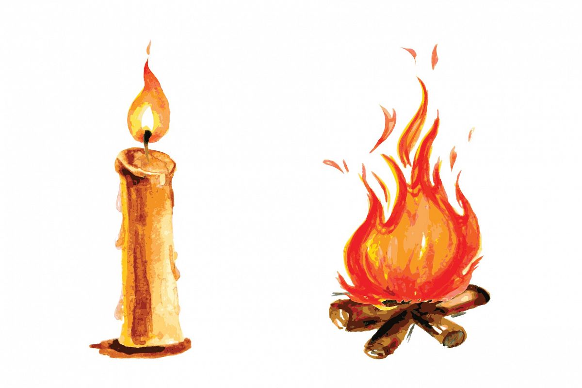 1200x800 Candle And Bonfire - Watercolor Candle