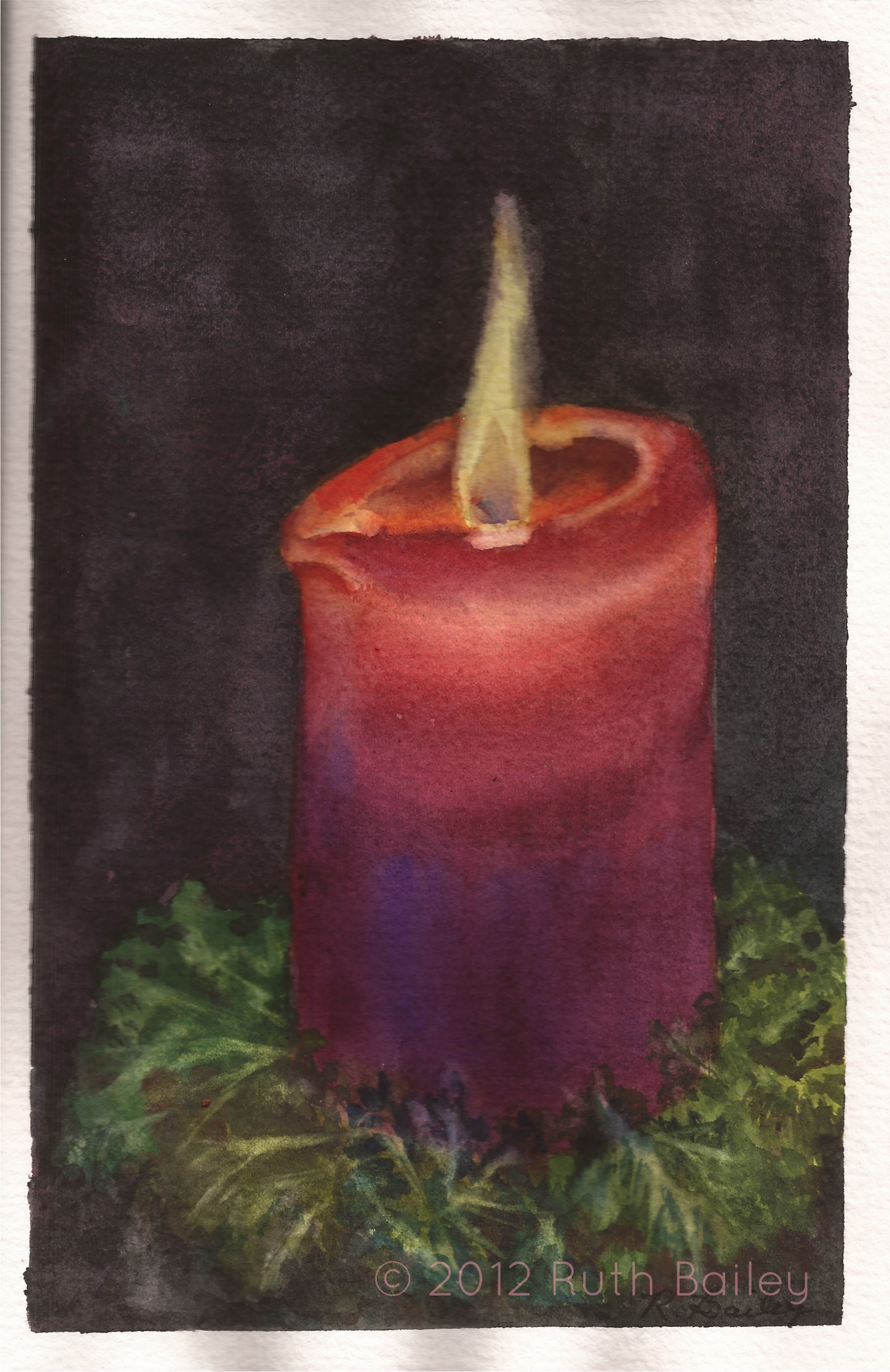 1674x2582 Candle Wmarked Ruth Bailey, Artist - Watercolor Candle
