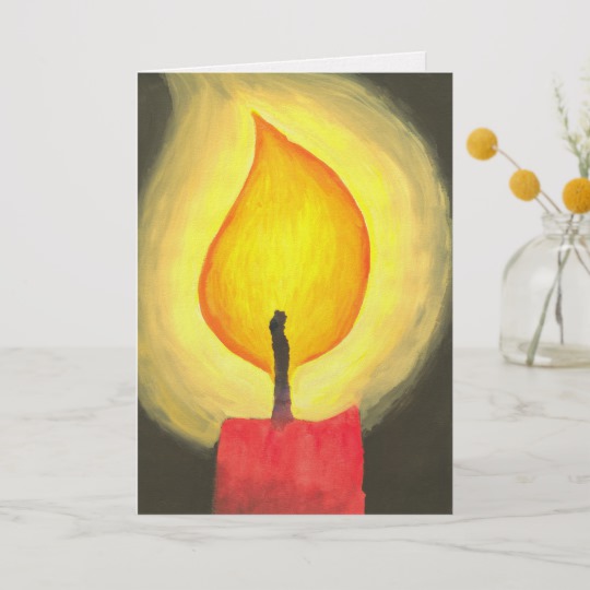 540x540 Christmas Candle, Watercolor Painting Holiday Card - Watercolor Candle