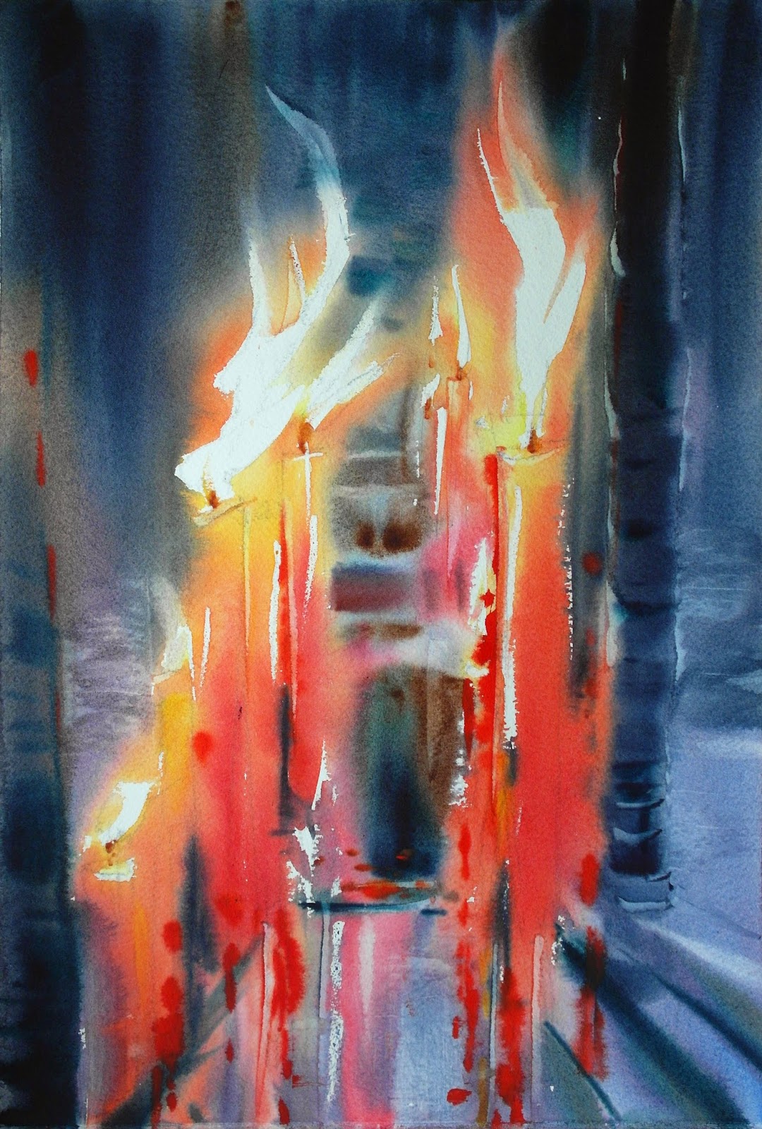 1080x1600 Art Of Watercolor Candle Flames - Watercolor Candle