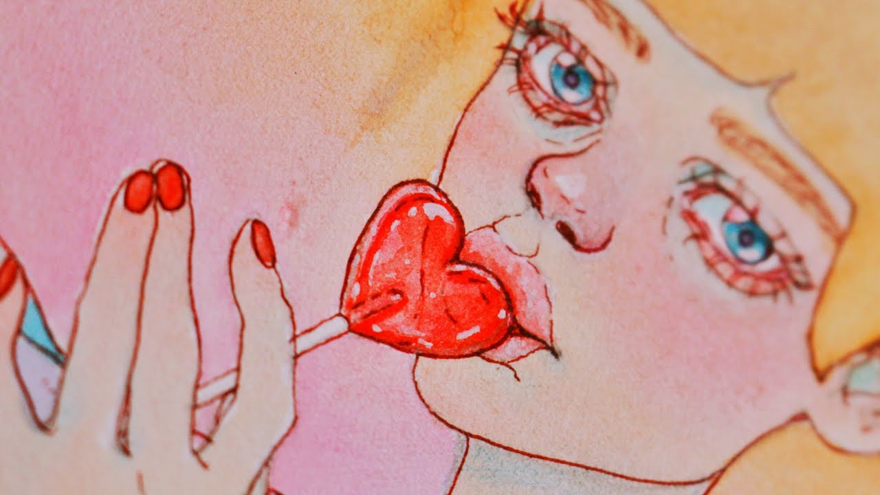 1280x720 Candy Girl Watercolor Speed Painting - Watercolor Candy