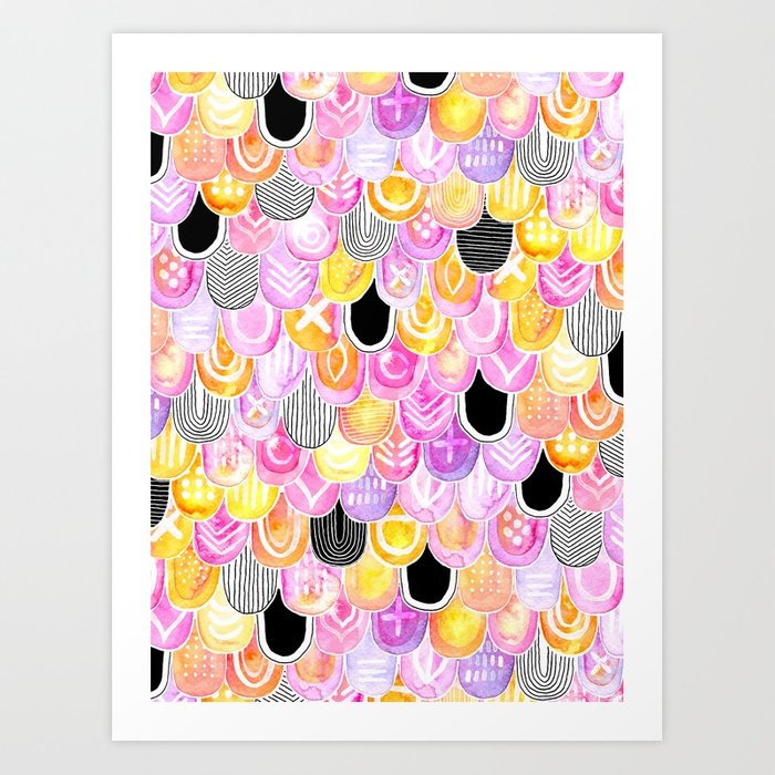 700x700 Citrus, Cotton Candy Amp Licorice Watercolor Scales Art Print By - Watercolor Candy
