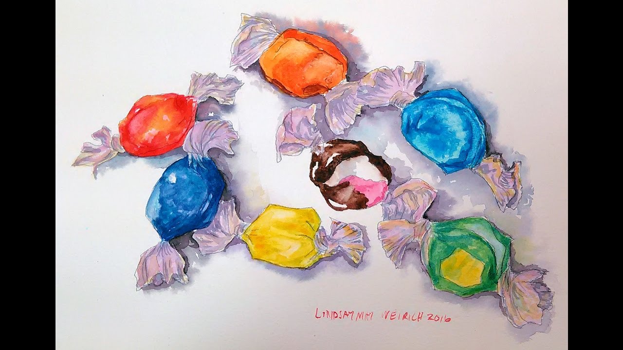 1280x720 Live! Colorful Candy Watercolor Tutorial 1230pm Et - Watercolor Candy