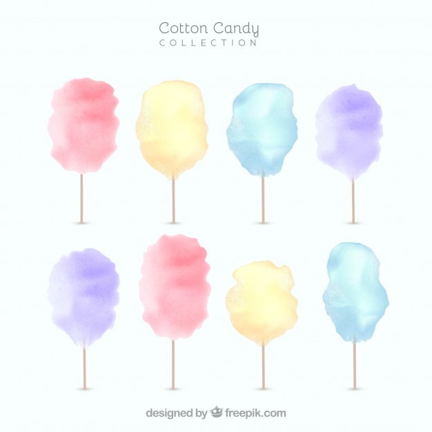 626x626 Set Of Watercolor Cotton Candy Vector Free Download - Watercolor Candy