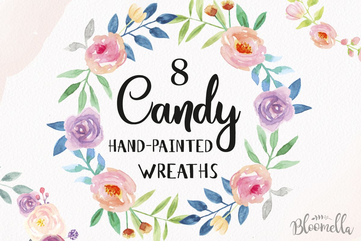 1200x800 Watercolor Candy Clipart Wreaths Flowers Pastel Garlands Floral - Watercolor Candy