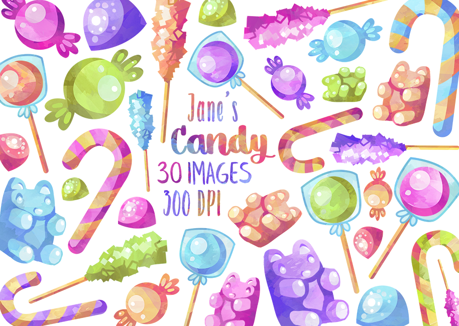 914x650 Watercolor Candy Clipart By Digitalartsi - Watercolor Candy