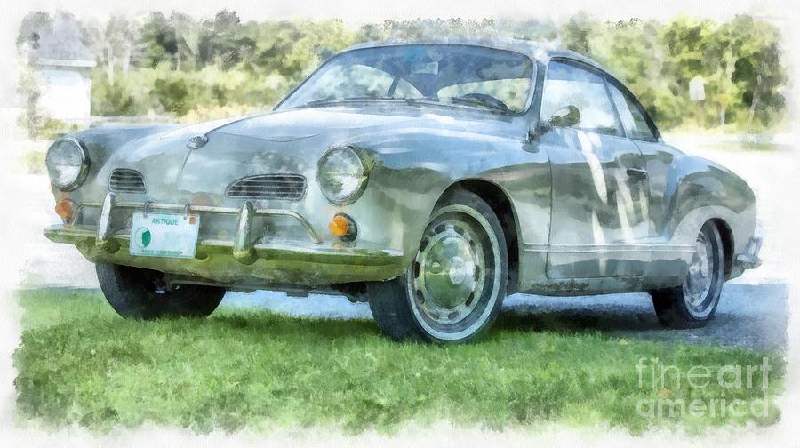 900x504 Karmann Ghaia Vintage Car Watercolor Photograph By Edward Fielding - Watercolor Car