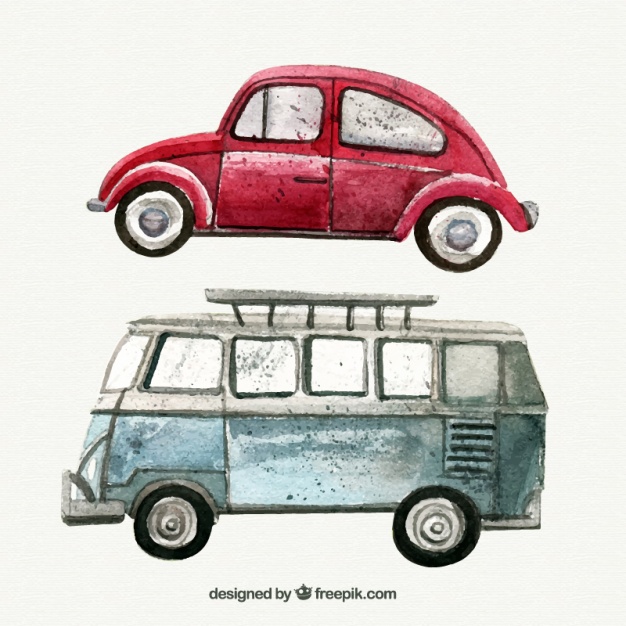 626x626 Pack Of Watercolor Vintage Cars Vector Free Download - Watercolor Car