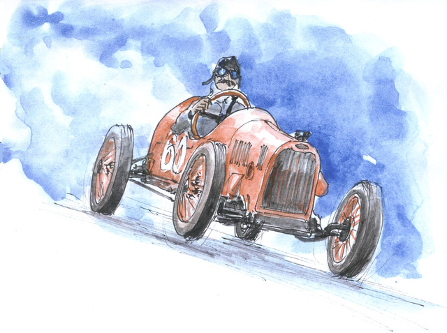 640x477 Roberto Echeverria Artwork 100 Years Old Race Car Original - Watercolor Car