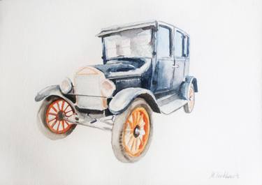 375x265 Vintage Car Painting By Margaryta Verkhovets Saatchi Art - Watercolor Car