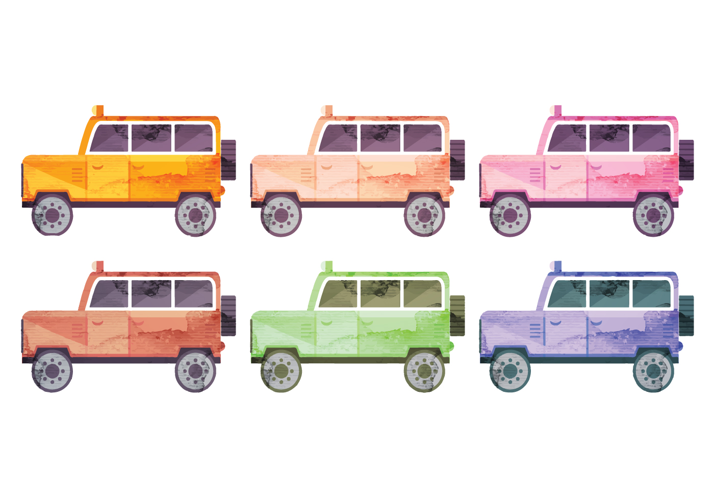 1400x980 Watercolor Cars Free Vector Art - Watercolor Car