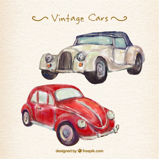 626x626 Elegant Vintage Watercolor Cars Vector Free Download - Watercolor Car
