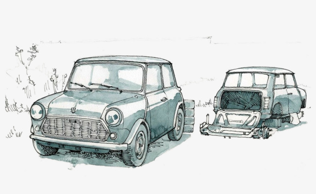 650x400 Hand Painted Watercolor Car, Watercolor Clipart, Car Clipart - Watercolor Car