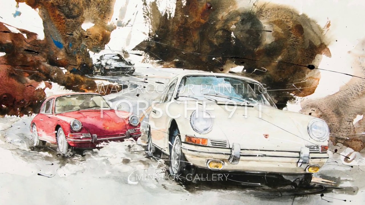 1280x720 Speed Painting Kangcar] Watercolor Painting Porsche 911 And 911t - Watercolor Car Painting