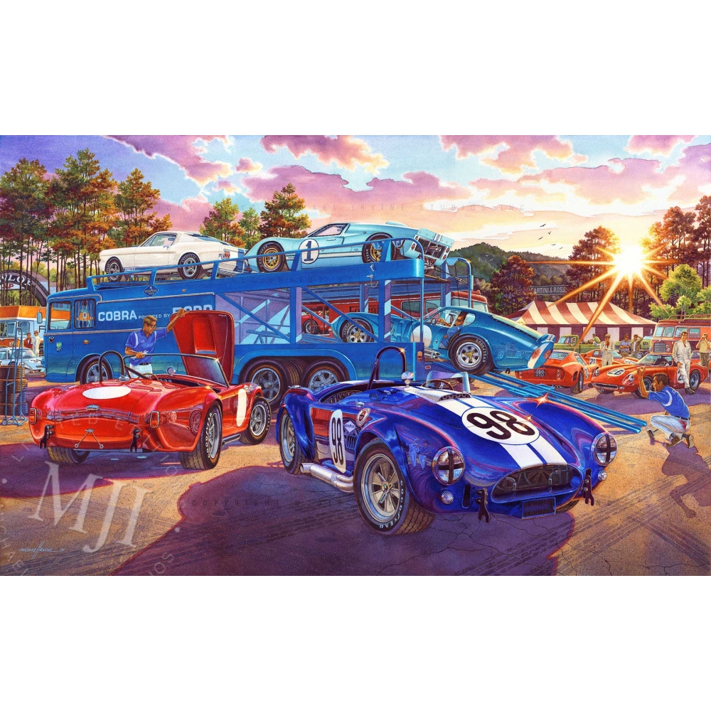 1000x1000 Shelby Cobra Car Art Michael Irvine - Watercolor Car Painting