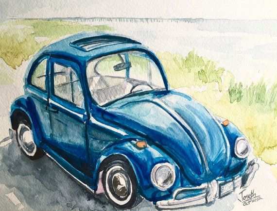 570x435 Truck Painting Beautiful Car Painting Watercolors Paintings - Watercolor Car Painting