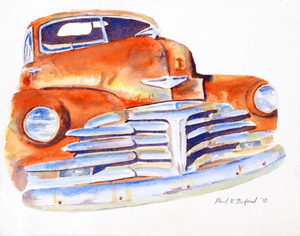 976x768 Hot Rod Art Car Watercolor Painting Rat 419251 - Watercolor Car Painting