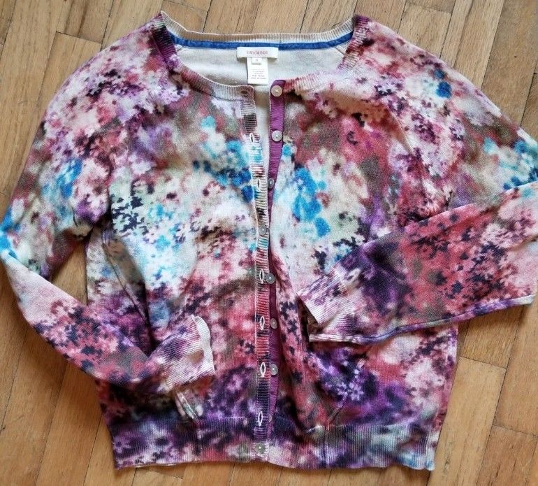 770x695 Rare Gorgeous Silk Blend Sundance Catalog Watercolor Cardigan - Watercolor Cardigan