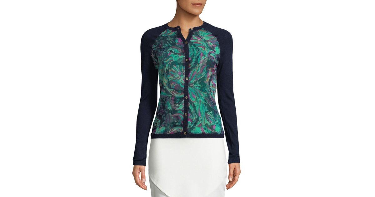 1200x630 Versace Watercolor Cardigan In Green - Watercolor Cardigan