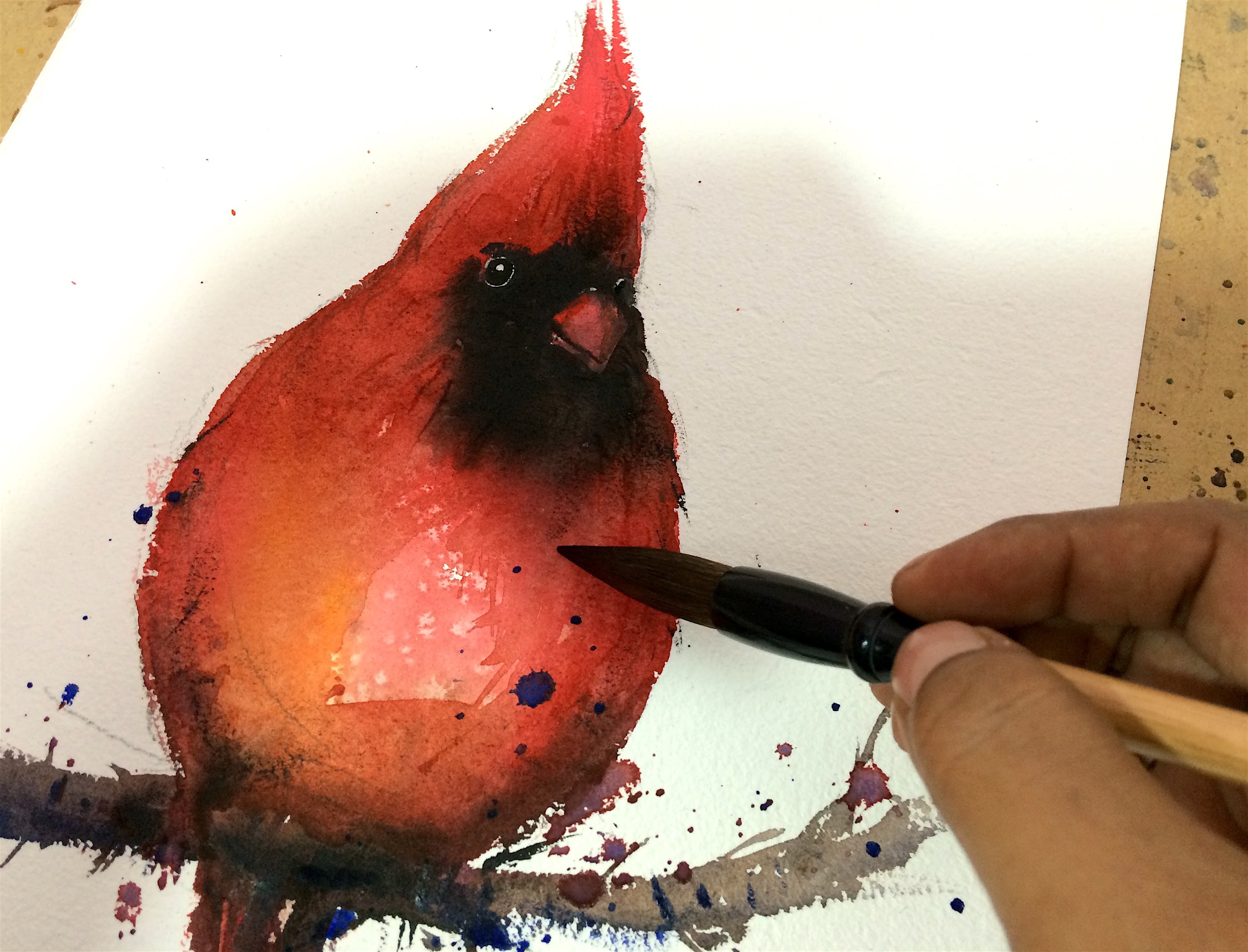 3178x2424 Paint A Quick Red Cardinal In Watercolors - Watercolor Cardinal