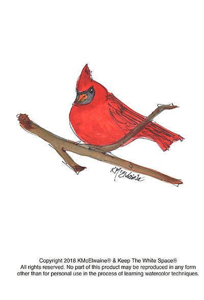400x589 Red Cardinal Watercolor Pattern Kathleen Mcelwaine Art - Watercolor Cardinal