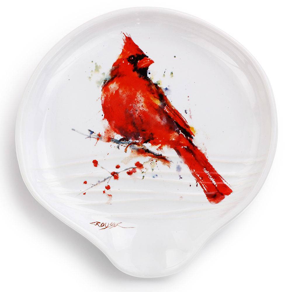 1000x1000 Watercolor Cardinal Ceramic Spoon Rest - Watercolor Cardinal