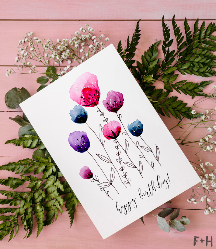 710x821 Free Printable Watercolor Birthday Cards Fox + Hazel - Watercolor Cards