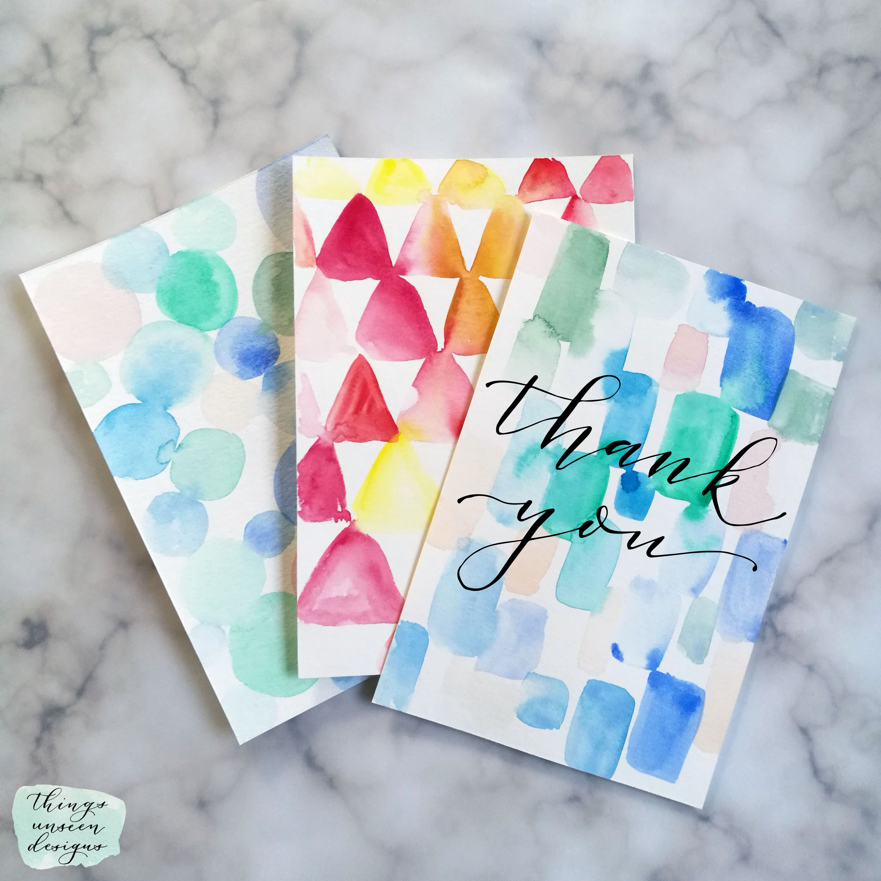 2976x2976 Diy Abstract Watercolor Thank You Cards Things Unseen Designs - Watercolor Cards