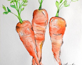 340x270 Watercolor Carrot Etsy - Watercolor Carrot