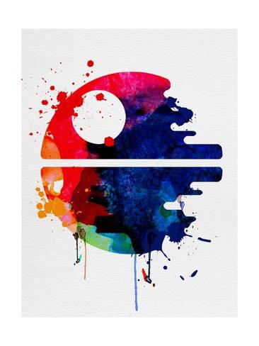 366x488 Death Star Watercolor Cartoon Prints By Lora Feldman - Watercolor Cartoon