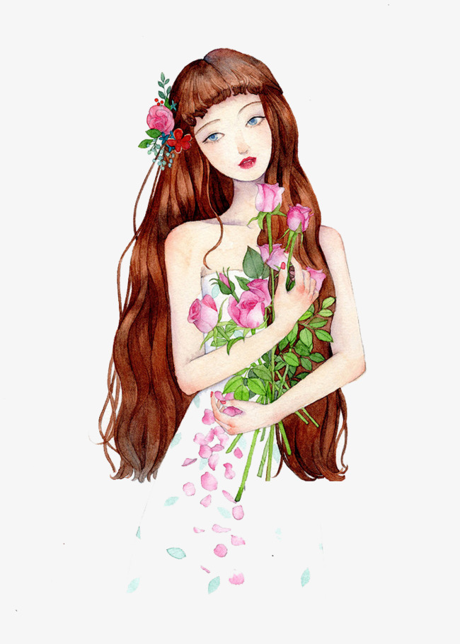 650x911 Watercolor Girl, Watercolor Clipart, Cartoon, Girl Png Image And - Watercolor Cartoon