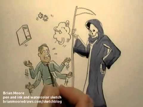 480x360 Cartoon Sketch In Pen And Watercolor - Watercolor Cartoon