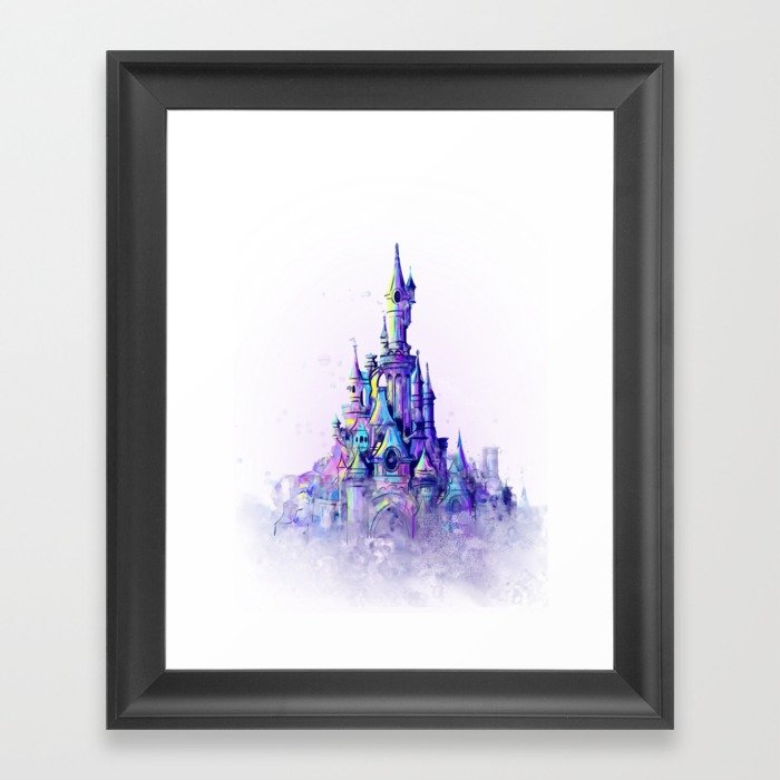 700x700 Disneyland Paris Watercolour Castle Framed Art Print By Tachapope - Watercolor Castle