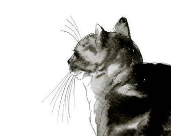 340x270 Cat Watercolor Etsy - Watercolor Cat