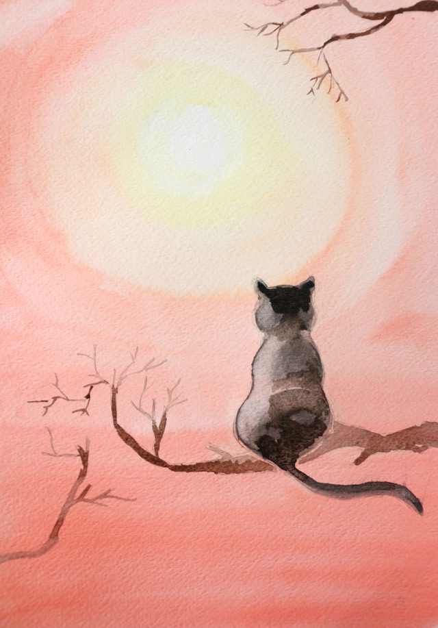 640x917 Diy Black Cat Watercolor Painting Ehow - Watercolor Cat