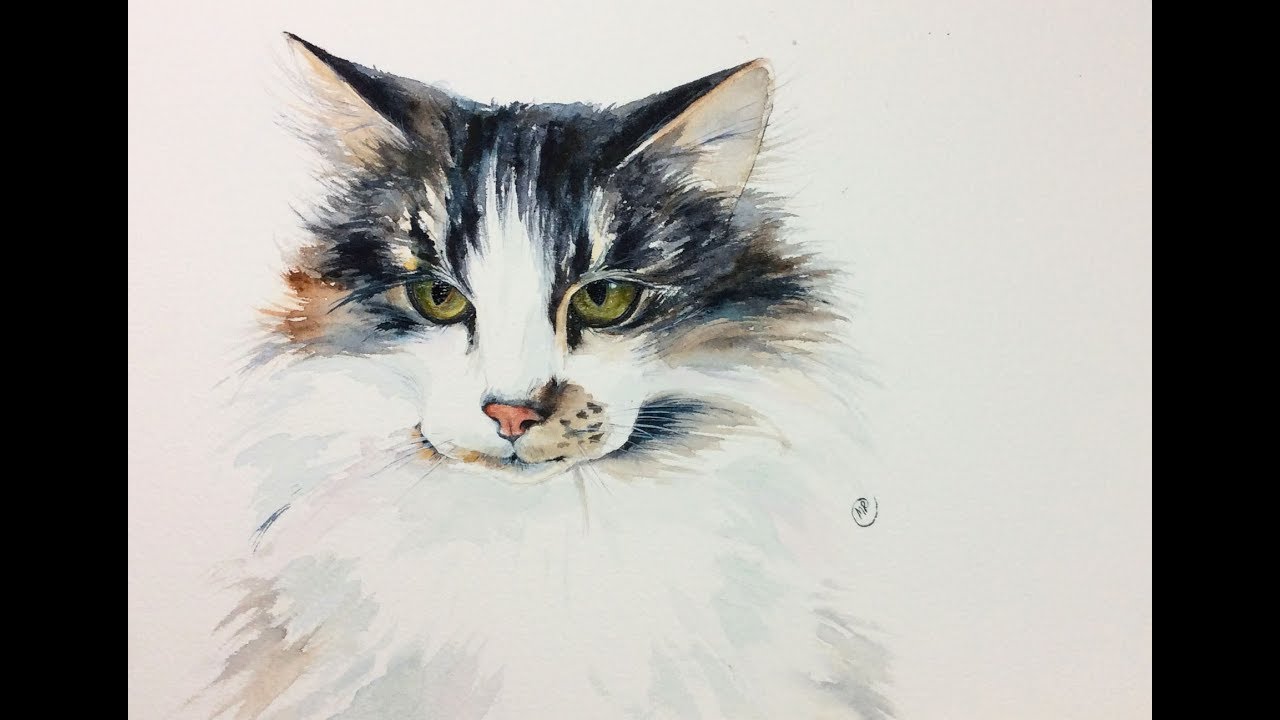 1280x720 Watercolor Cat Painting Tutorial - Watercolor Cat