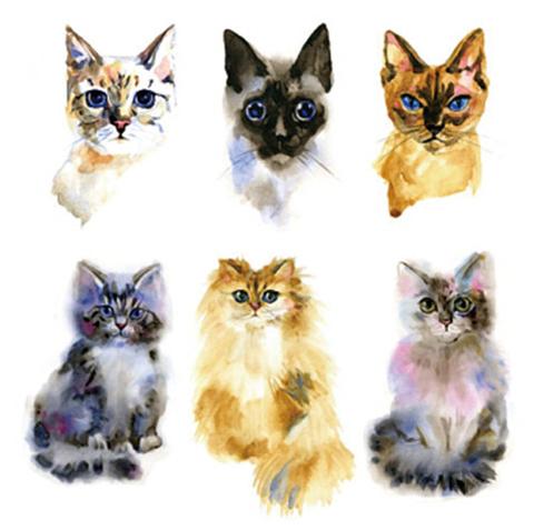 480x477 Beautiful Watercolor Cat Temporary Tattoo Stickers - Watercolor Cat